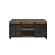Bowery Hill Coffee Table with Sliding Barn Doors in Rustic Oak and Black