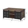 Bowery Hill Coffee Table with Sliding Barn Doors in Rustic Oak and Black