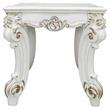 Bowery Hill Wooden End Table with Scrolled Leg in Antique Pearl