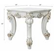 Bowery Hill Wooden End Table with Scrolled Leg in Antique Pearl