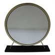 Bowery Hill Vanity Mirror and Stool Set in Black and Brass Metal