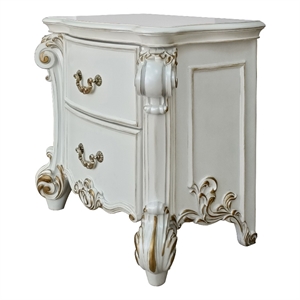Bowery Hill Wooden Nightstand with 2 Drawers in Antique Pearl