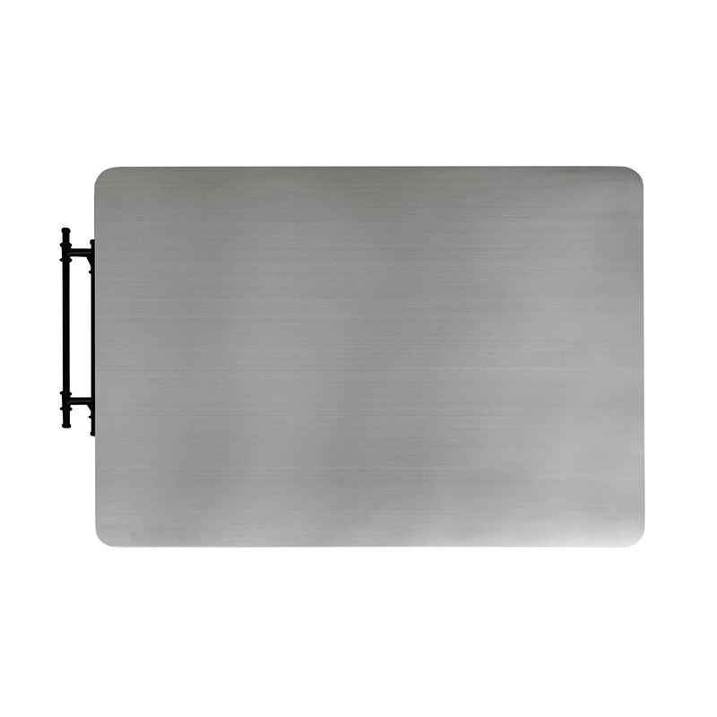 Bowery Hill Urrur Kitchen Island with Gray Base and Stainless Steel Top
