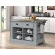 Bowery Hill Urrur Kitchen Island with Gray Base and Stainless Steel Top