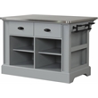 Bowery Hill Urrur Kitchen Island with Gray Base and Stainless Steel Top