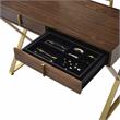 Bowery Hill Coleen Vanity Desk in Walnut and Gold Finish