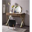 Bowery Hill Coleen Vanity Desk in Walnut and Gold Finish