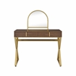Bowery Hill Coleen Vanity Desk in Walnut and Gold Finish