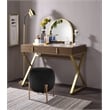Bowery Hill Coleen Vanity Desk in Walnut and Gold Finish