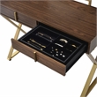 Bowery Hill Coleen Vanity Desk in Walnut and Gold Finish