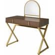 Bowery Hill Coleen Vanity Desk in Walnut and Gold Finish