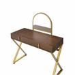 Bowery Hill Coleen Vanity Desk in Walnut and Gold Finish