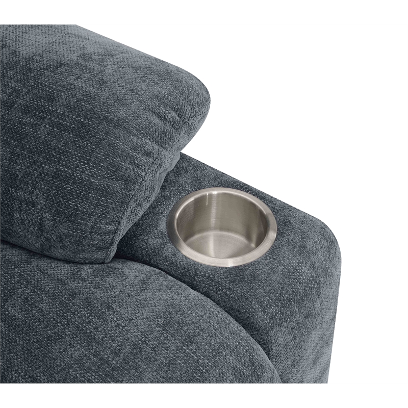 Bowery Hill Velvet Power Recliner with Lift/Heating/Massage in Blue