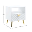 Bowery Hill End Table with Drawer and Open Shelf in White High Gloss Finish