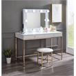 Bowery Hill Rectangle Accent Mirror with Lighting in White Finish