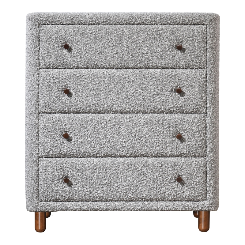 Bowery Hill Contemporary Boucle Fabric 4-Drawer Chest in Gray