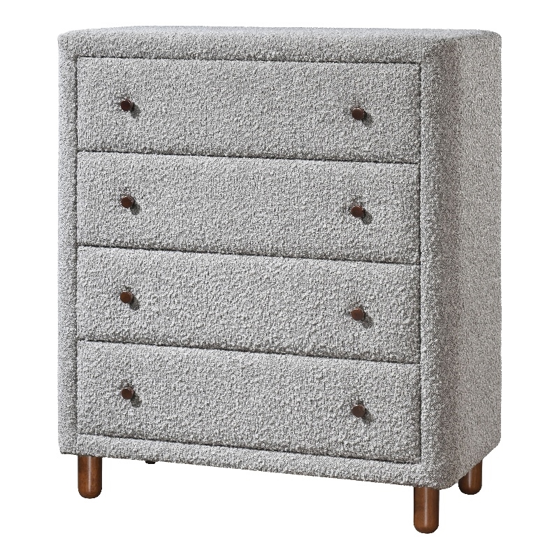 Bowery Hill Contemporary Boucle Fabric 4-Drawer Chest in Gray