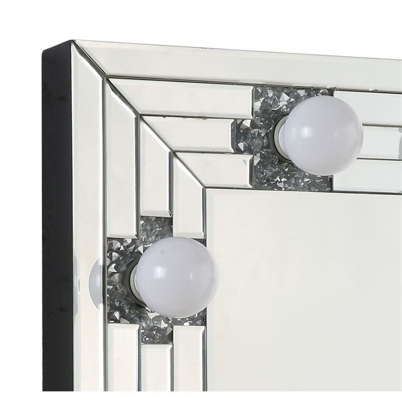Bowery Hill Square Mirrored Wall Decor with Faux Diamonds and Lights