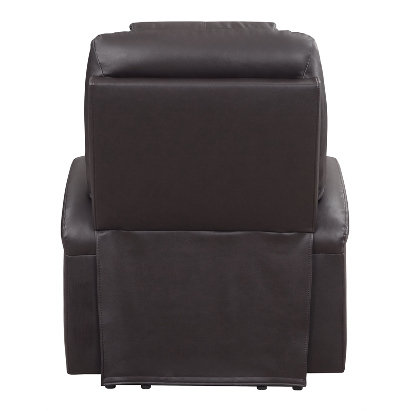 Bowery Hill Leather Upholstered Power Lift Recliner in Brown