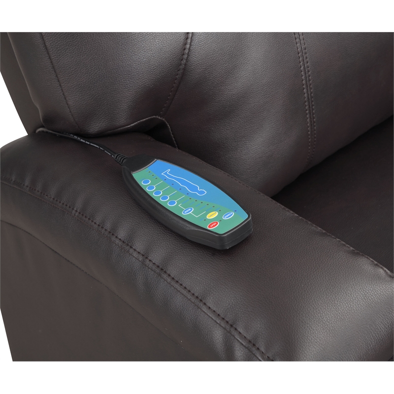 Bowery Hill Leather Upholstered Power Lift Recliner in Brown