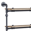 Bowery Hill Wall Rack with 4 Wooden Shelves in Oak and Sandy Black