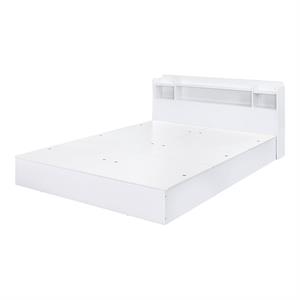 Bowery Hill Wood Queen Platform Bed with Storage Headboard in White