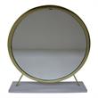 Bowery Hill Vanity Mirror and Stool Set in White and Brass Metal