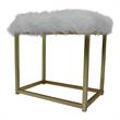 Bowery Hill Vanity Mirror and Stool Set in White and Brass Metal