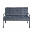 Bowery Hill Gray Velvet Loveseat with Metal Frame and Industrial Style