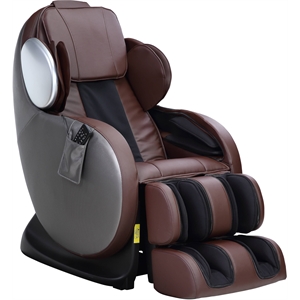 Bowery Hill Massage Chair in Chocolate Faux Leather with Zero Gravity Recline