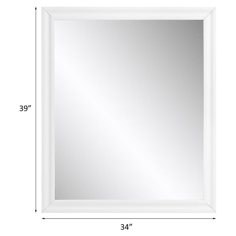 Bowery Hill Rectangle Wooden Frame Mirror in White High Gloss