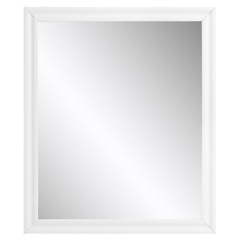 Bowery Hill Rectangle Wooden Frame Mirror in White High Gloss