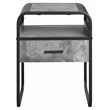 Bowery Hill Wooden End Table with Drawer Concrete Gray and Black Finish