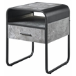 Bowery Hill Wooden End Table with Drawer Concrete Gray and Black Finish