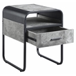 Bowery Hill Wooden End Table with Drawer Concrete Gray and Black Finish