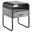 Bowery Hill Wooden End Table with Drawer Concrete Gray and Black Finish