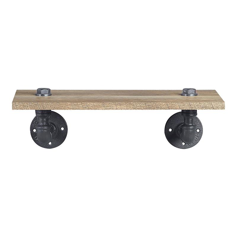 Bowery Hill Wooden Wall Rack with 1 Shelf Oak Sandy Black Industrial Design