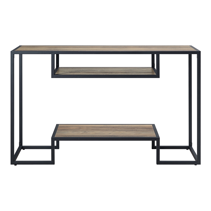 Bowery Hill Wooden Console Table in Rustic Oak and Black Finish
