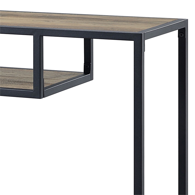 Bowery Hill Wooden Console Table in Rustic Oak and Black Finish