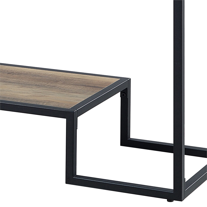 Bowery Hill Wooden Console Table in Rustic Oak and Black Finish