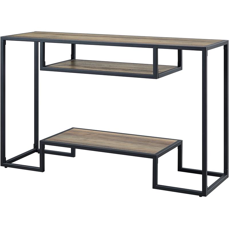 Bowery Hill Wooden Console Table in Rustic Oak and Black Finish