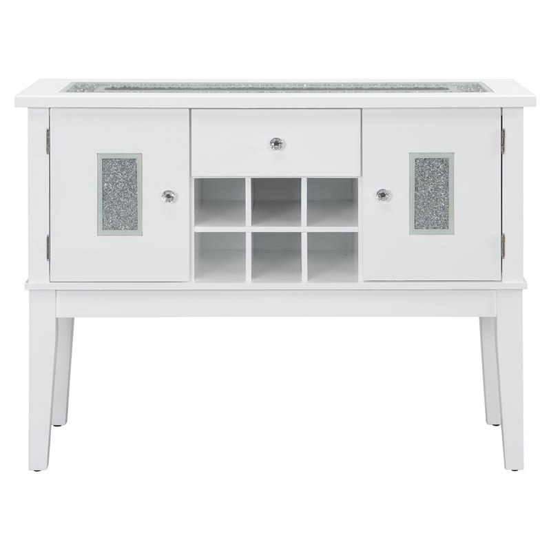 Bowery Hill Wooden Storage Server in Gray and White High Gloss