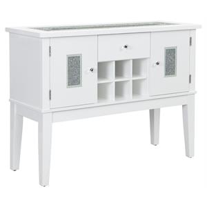 Bowery Hill Wooden Storage Server in Gray and White High Gloss