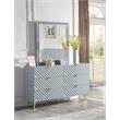 Bowery Hill Rectangle Wooden Frame Mirror in Gray High Gloss
