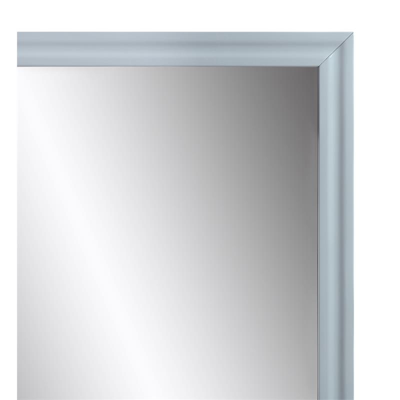 Bowery Hill Rectangle Wooden Frame Mirror in Gray High Gloss