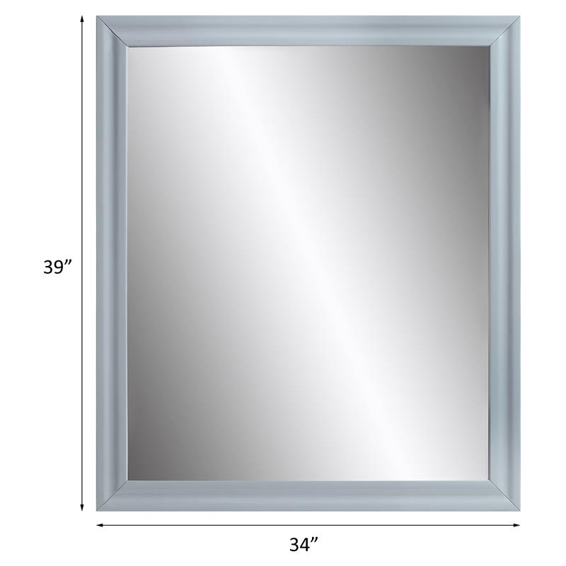 Bowery Hill Rectangle Wooden Frame Mirror in Gray High Gloss