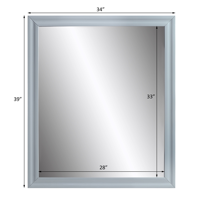 Bowery Hill Rectangle Wooden Frame Mirror in Gray High Gloss