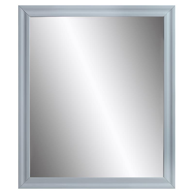 Bowery Hill Rectangle Wooden Frame Mirror in Gray High Gloss