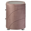 Bowery Hill 2-Drawer Velvet Upholstered Nightstand with Mirror Top in Pink