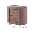 Bowery Hill 2-Drawer Velvet Upholstered Nightstand with Mirror Top in Pink